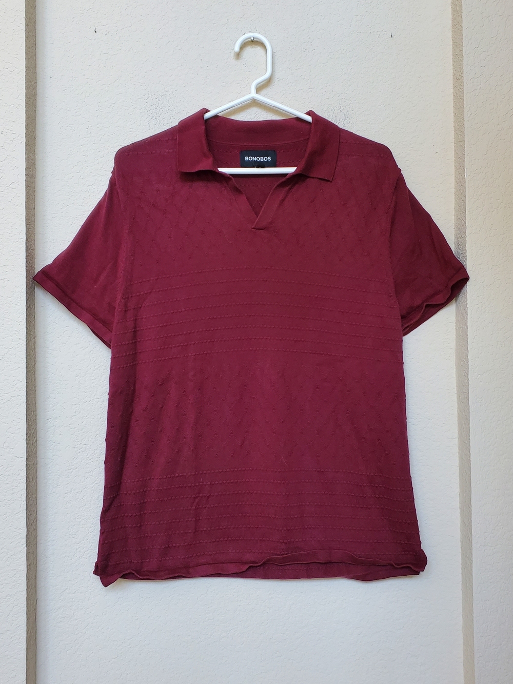 Bonobos Short Sleeve Polo in Deep Wine.  Size Medium